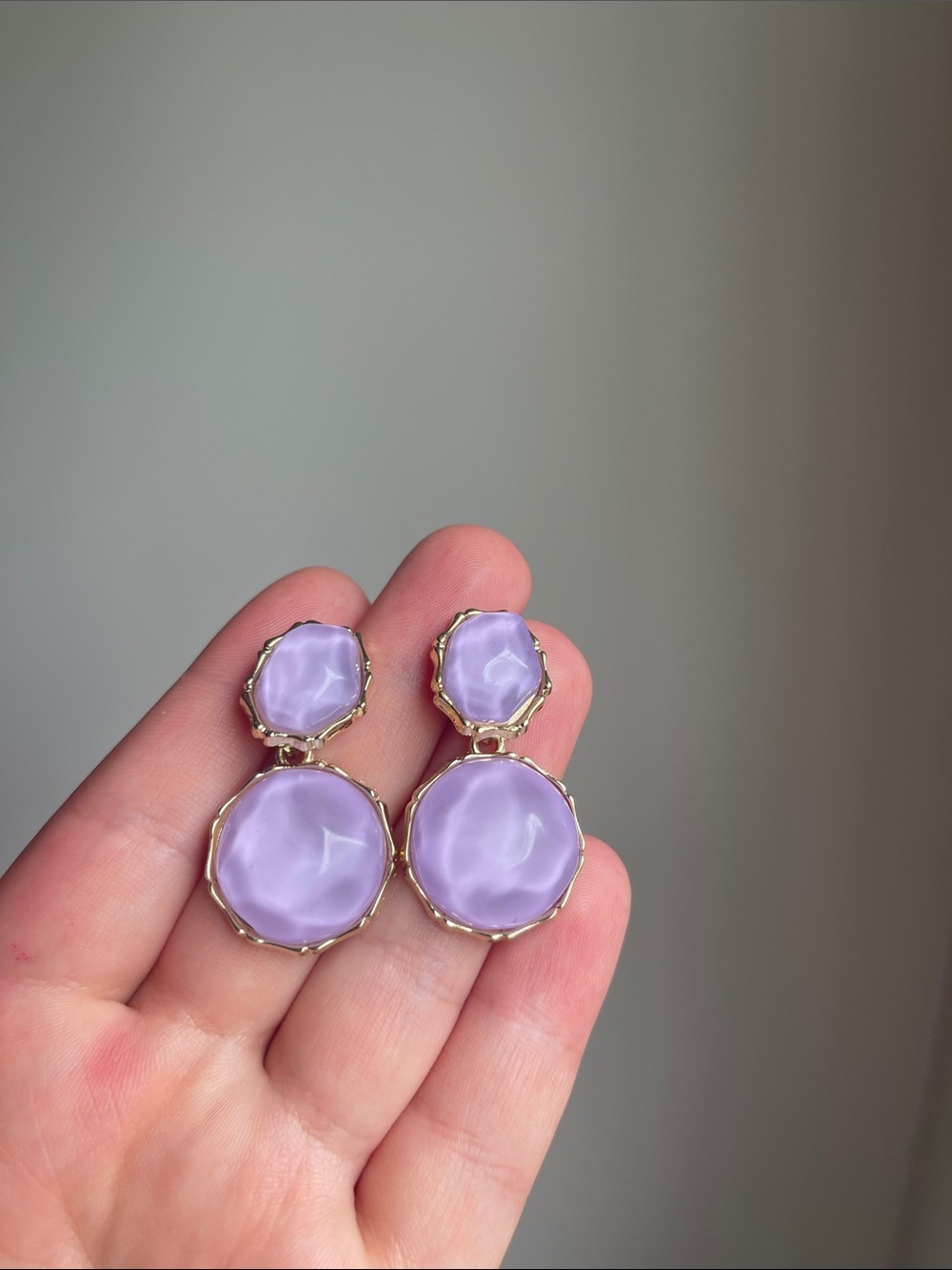 NEW! Trendy Gold-Plated Purple Double Drop Statement Earrings 💜 B0-16